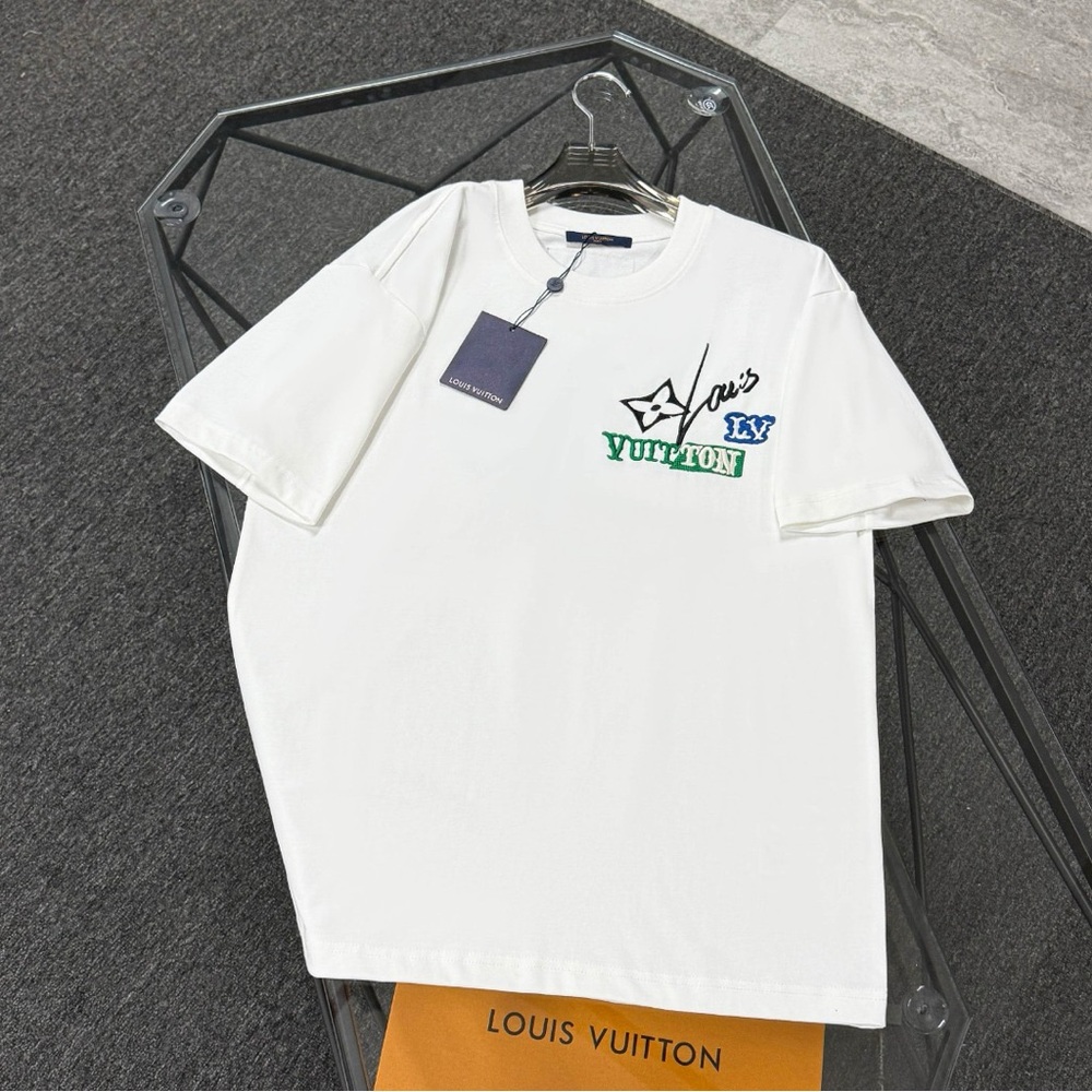 Louis Vuitton White Tee with Embroidered Logo